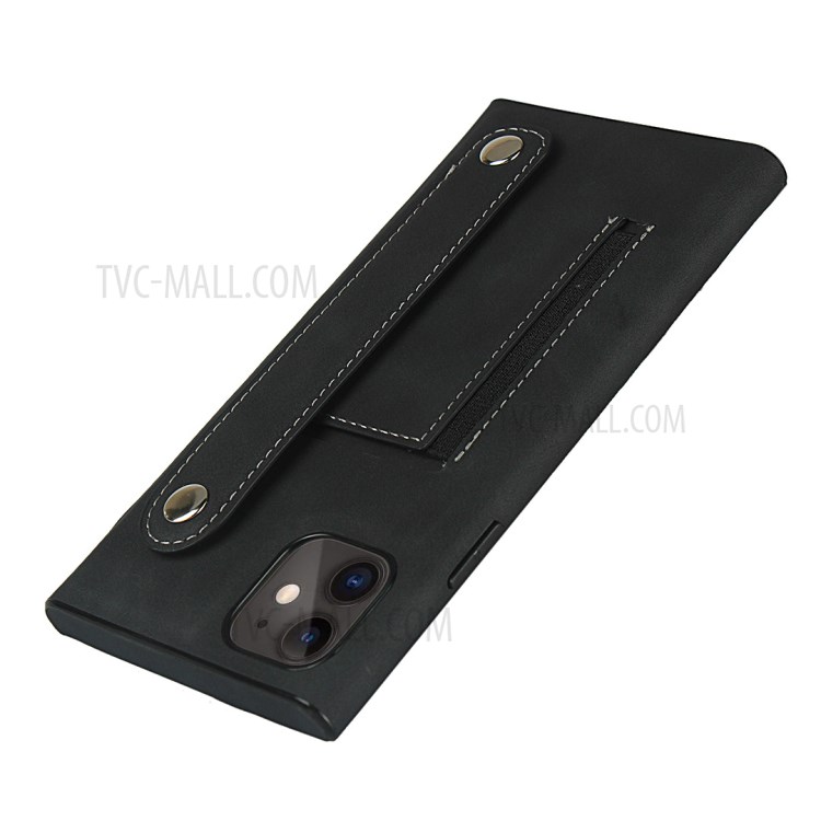 Skin-feeling Style with Wristband Leather Phone Shell for iPhone 11 6.1 inch - Black-7