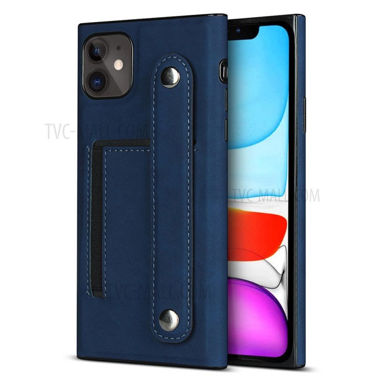 Skin-feeling Style with Wristband Leather Phone Shell for iPhone 11 6.1 inch - Blue-1