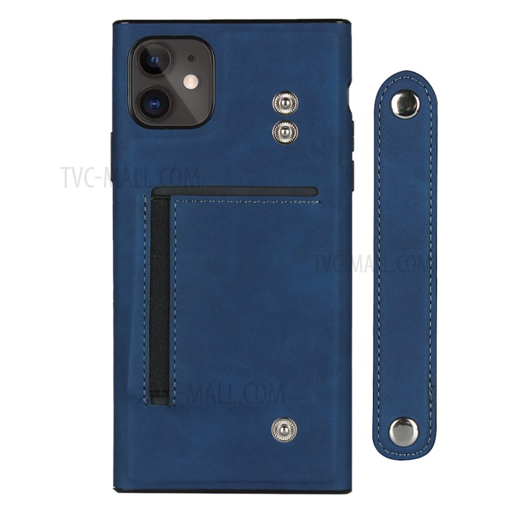 Skin-feeling Style with Wristband Leather Phone Shell for iPhone 11 6.1 inch - Blue-3
