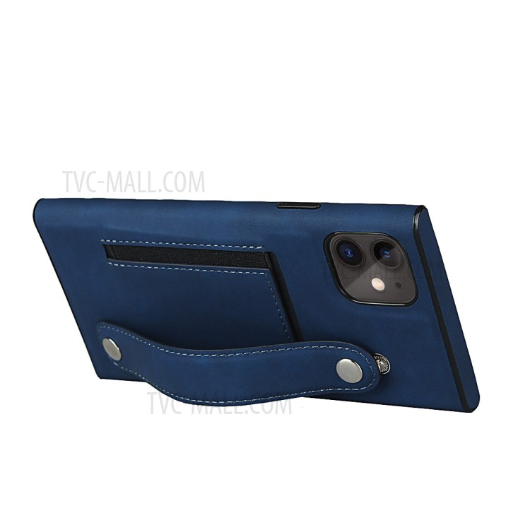 Skin-feeling Style with Wristband Leather Phone Shell for iPhone 11 6.1 inch - Blue-6