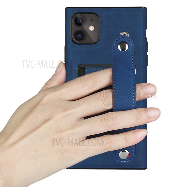 Skin-feeling Style with Wristband Leather Phone Shell for iPhone 11 6.1 inch - Blue-8