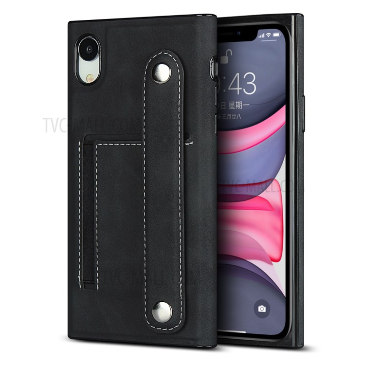 Leather Phone With wristband Stylish Shell for iPhone XR 6.1 inch - Black-1