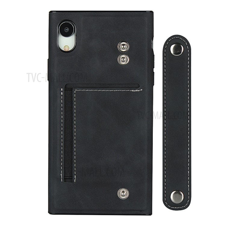 Leather Phone With wristband Stylish Shell for iPhone XR 6.1 inch - Black-3