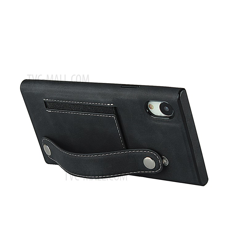 Leather Phone With wristband Stylish Shell for iPhone XR 6.1 inch - Black-5