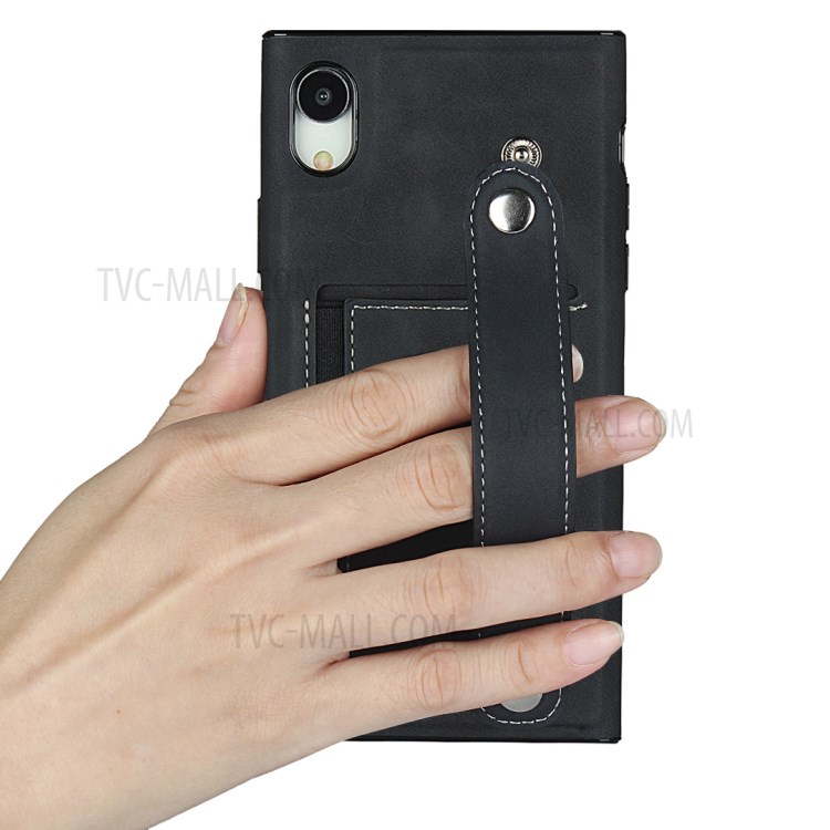 Leather Phone With wristband Stylish Shell for iPhone XR 6.1 inch - Black-7