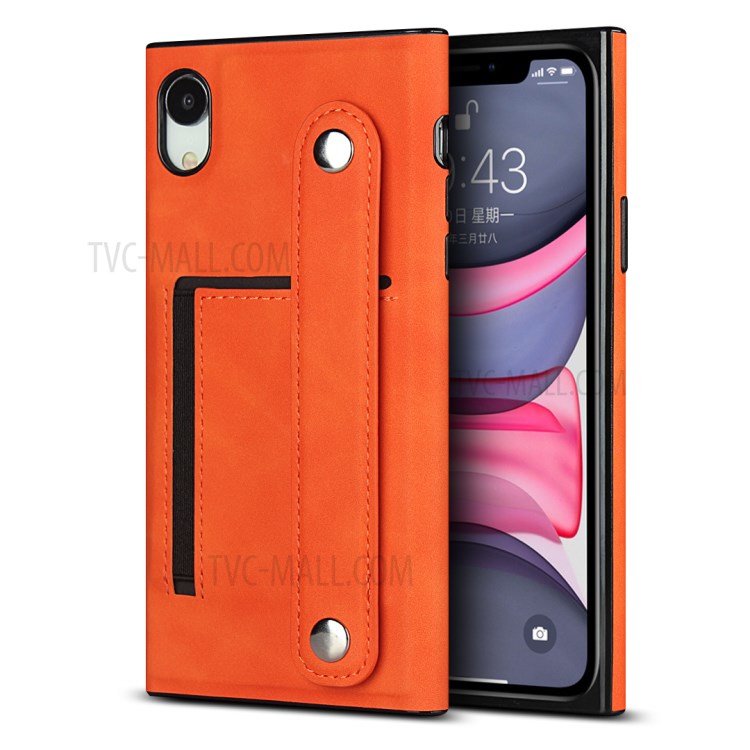 Leather Phone With wristband Stylish Shell for iPhone XR 6.1 inch - Orange-1