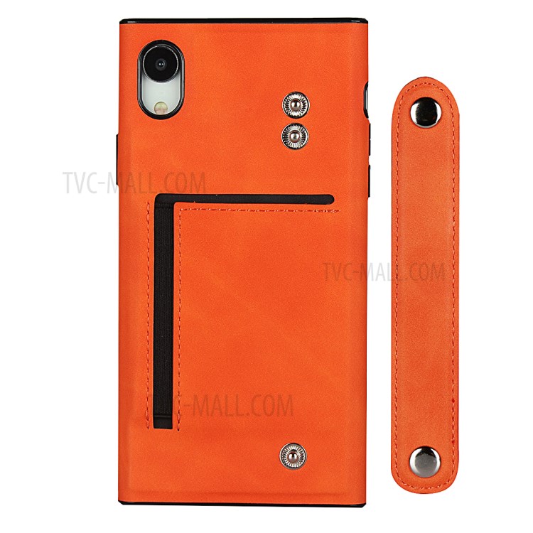 Leather Phone With wristband Stylish Shell for iPhone XR 6.1 inch - Orange-3