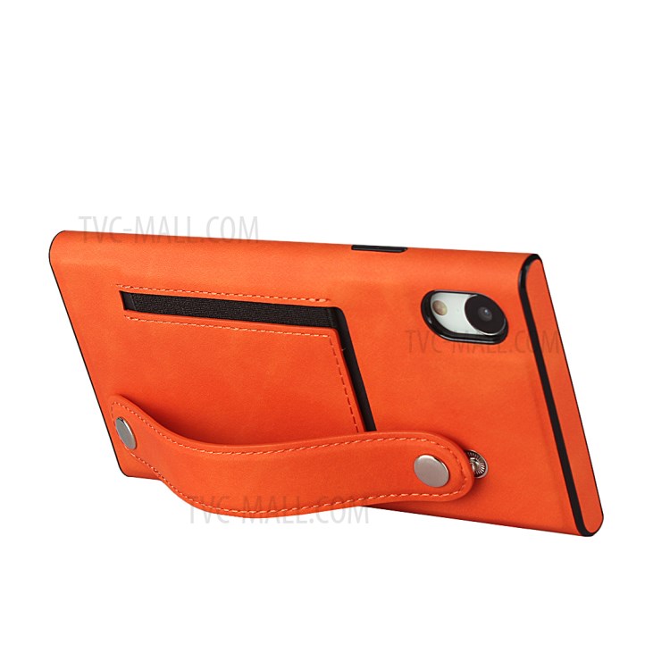 Leather Phone With wristband Stylish Shell for iPhone XR 6.1 inch - Orange-5