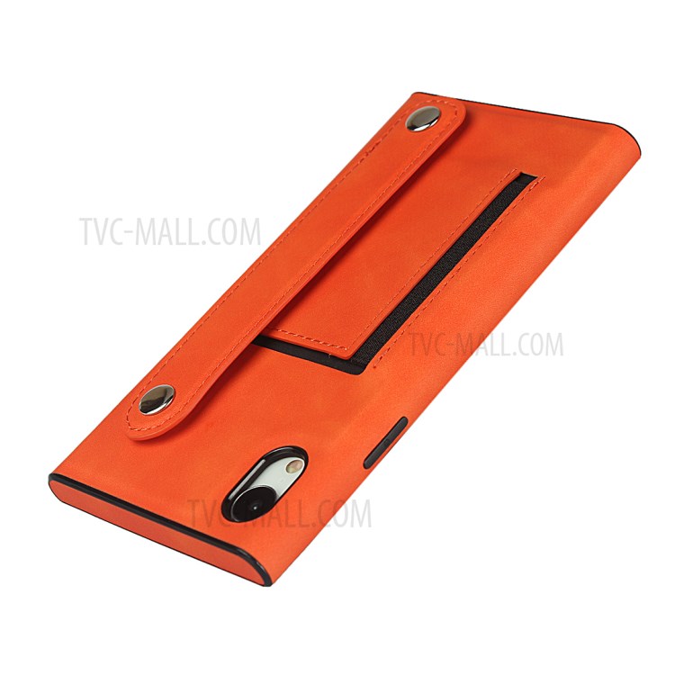 Leather Phone With wristband Stylish Shell for iPhone XR 6.1 inch - Orange-6