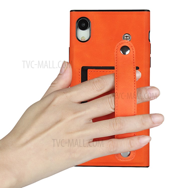 Leather Phone With wristband Stylish Shell for iPhone XR 6.1 inch - Orange-7