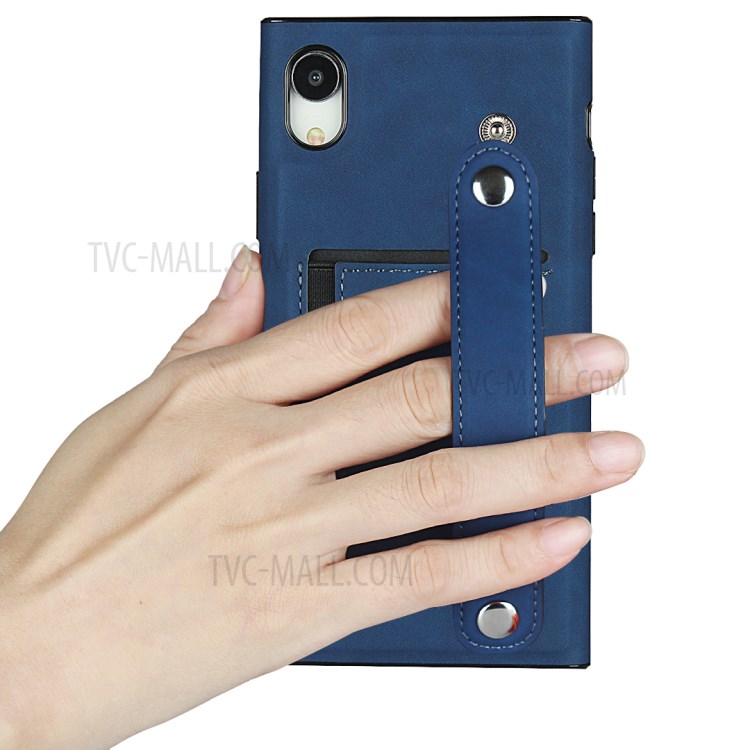 Leather Phone With wristband Stylish Shell for iPhone XR 6.1 inch - Blue-7