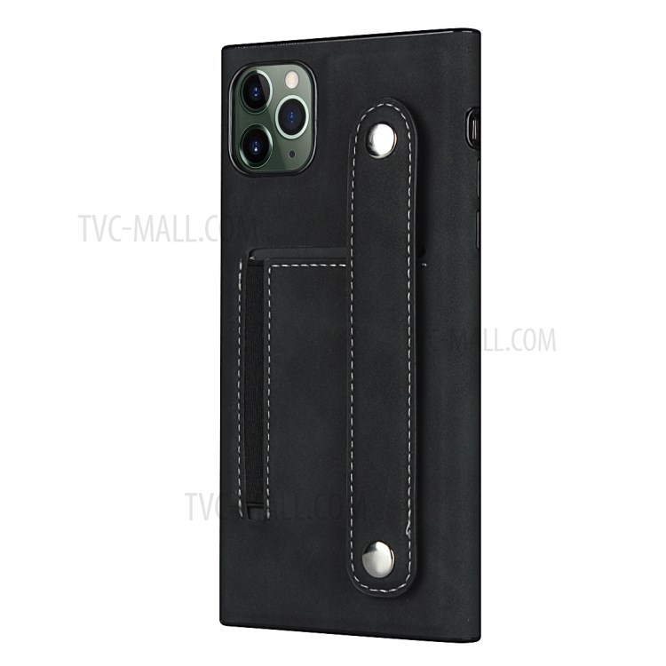 With Wristband Case Leather Phone Shell for iPhone 11 Pro Max 6.5 inch - Black-4