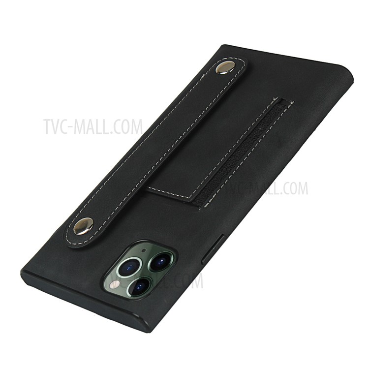 With Wristband Case Leather Phone Shell for iPhone 11 Pro Max 6.5 inch - Black-7