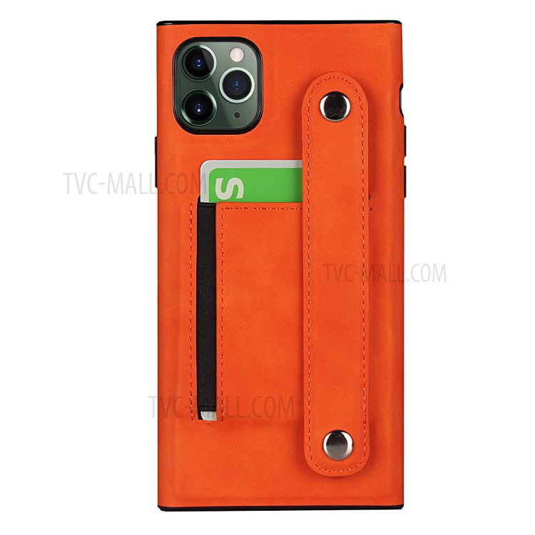 With Wristband Case Leather Phone Shell for iPhone 11 Pro Max 6.5 inch - Orange-2