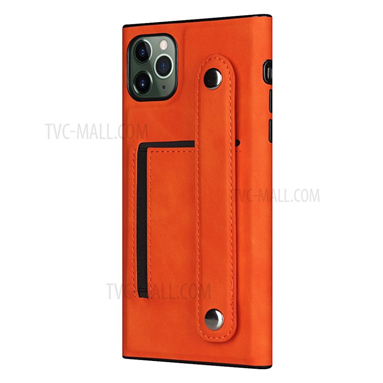 With Wristband Case Leather Phone Shell for iPhone 11 Pro Max 6.5 inch - Orange-4