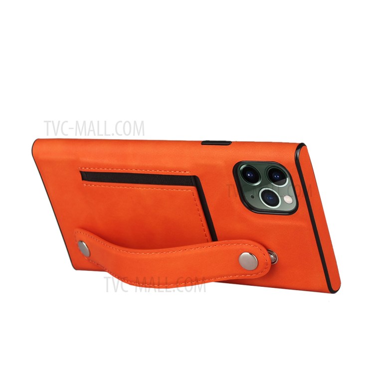 With Wristband Case Leather Phone Shell for iPhone 11 Pro Max 6.5 inch - Orange-6