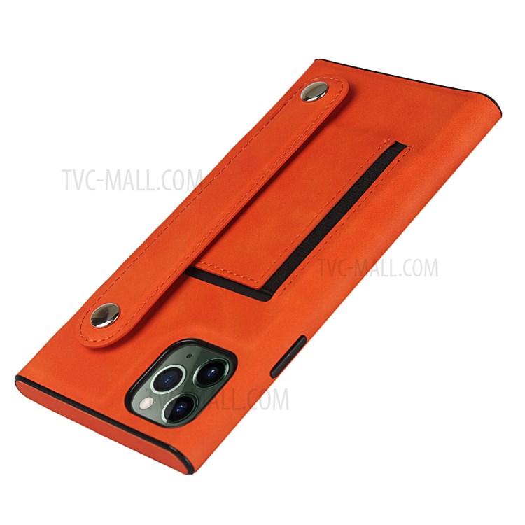 With Wristband Case Leather Phone Shell for iPhone 11 Pro Max 6.5 inch - Orange-7