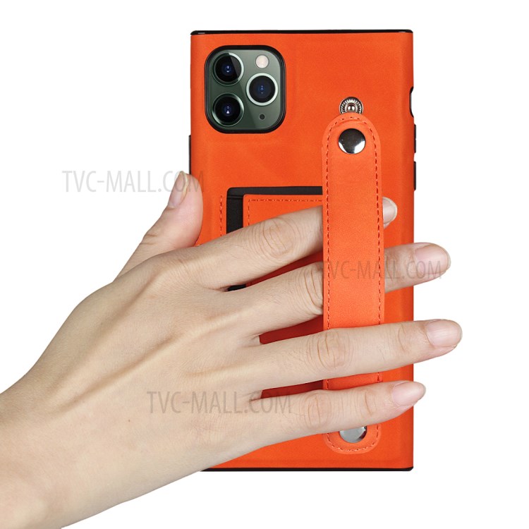 With Wristband Case Leather Phone Shell for iPhone 11 Pro Max 6.5 inch - Orange-8