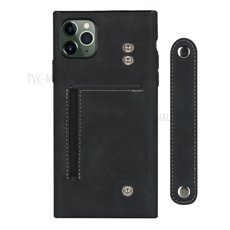 With Wristband Leather Cell Skin-style Phone Shell for iPhone 11 Pro 5.8 inch - Black-3