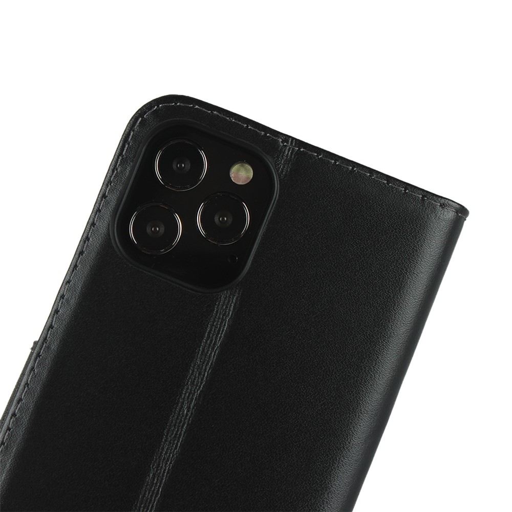 Funda de Cobertura de Teléfono de Soporte Ajustable de Billetera de Cuero Genuino Para Iphone 12 Mini 5.4 Pulgadas - Negro