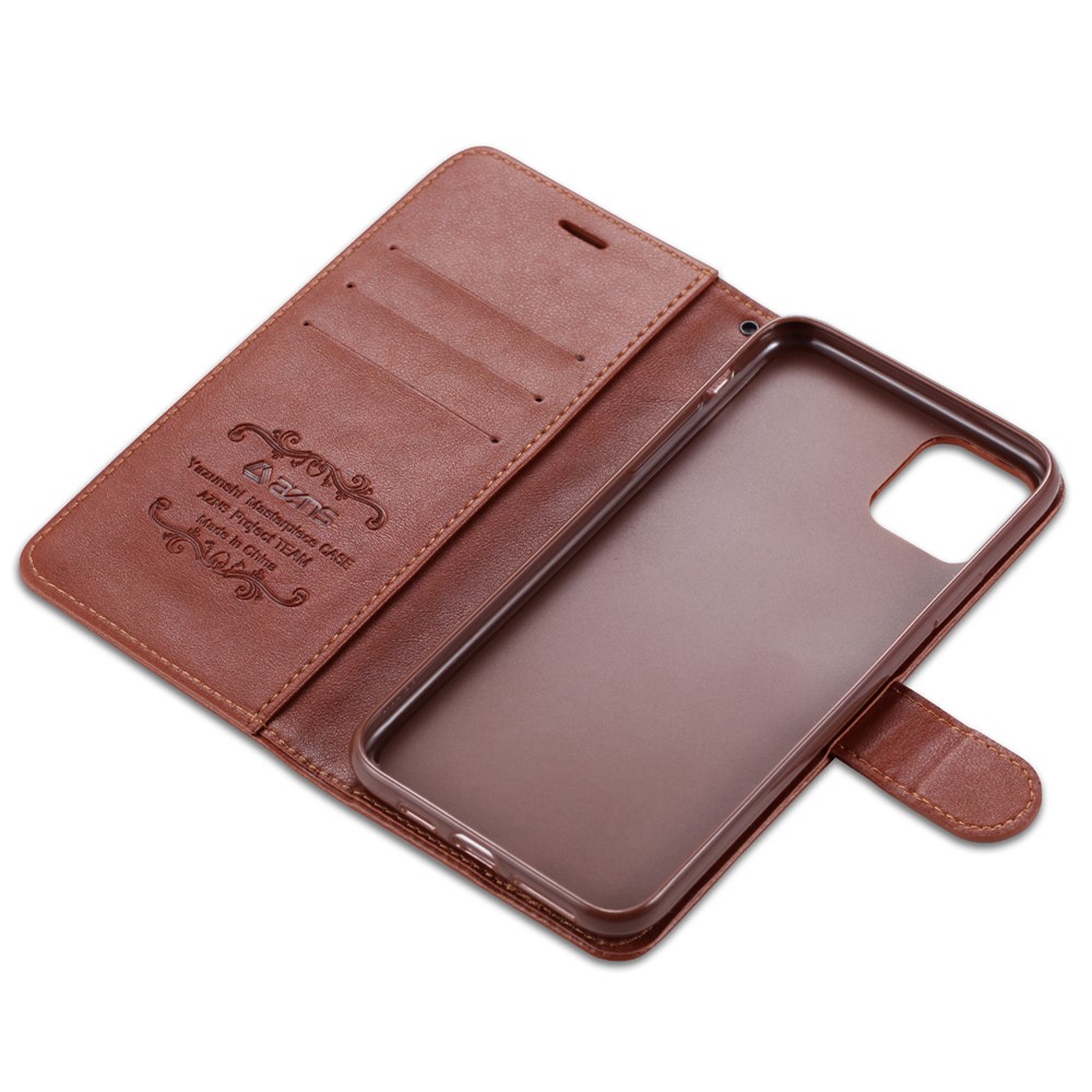 AZNS Wallet Stand Leather Protective Cover for iPhone 12 5.4 inch - Brown-5