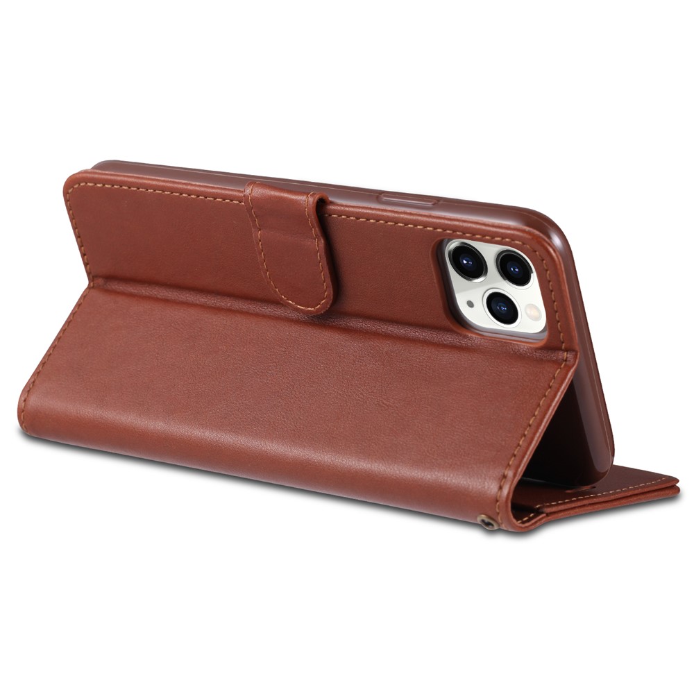 AZNS Wallet Stand Leather Protective Cover for iPhone 12 5.4 inch - Brown-6