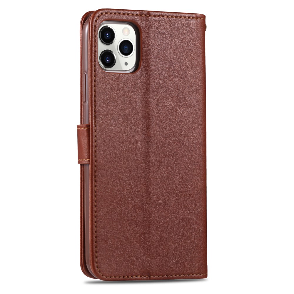 AZNS Wallet Stand Leather Protective Cover for iPhone 12 5.4 inch - Brown-9