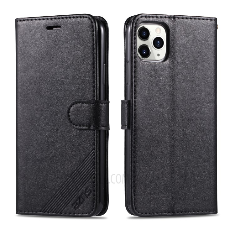 AZNS Wallet Stand Leather Protective Cover for iPhone 12 mini - Black-1