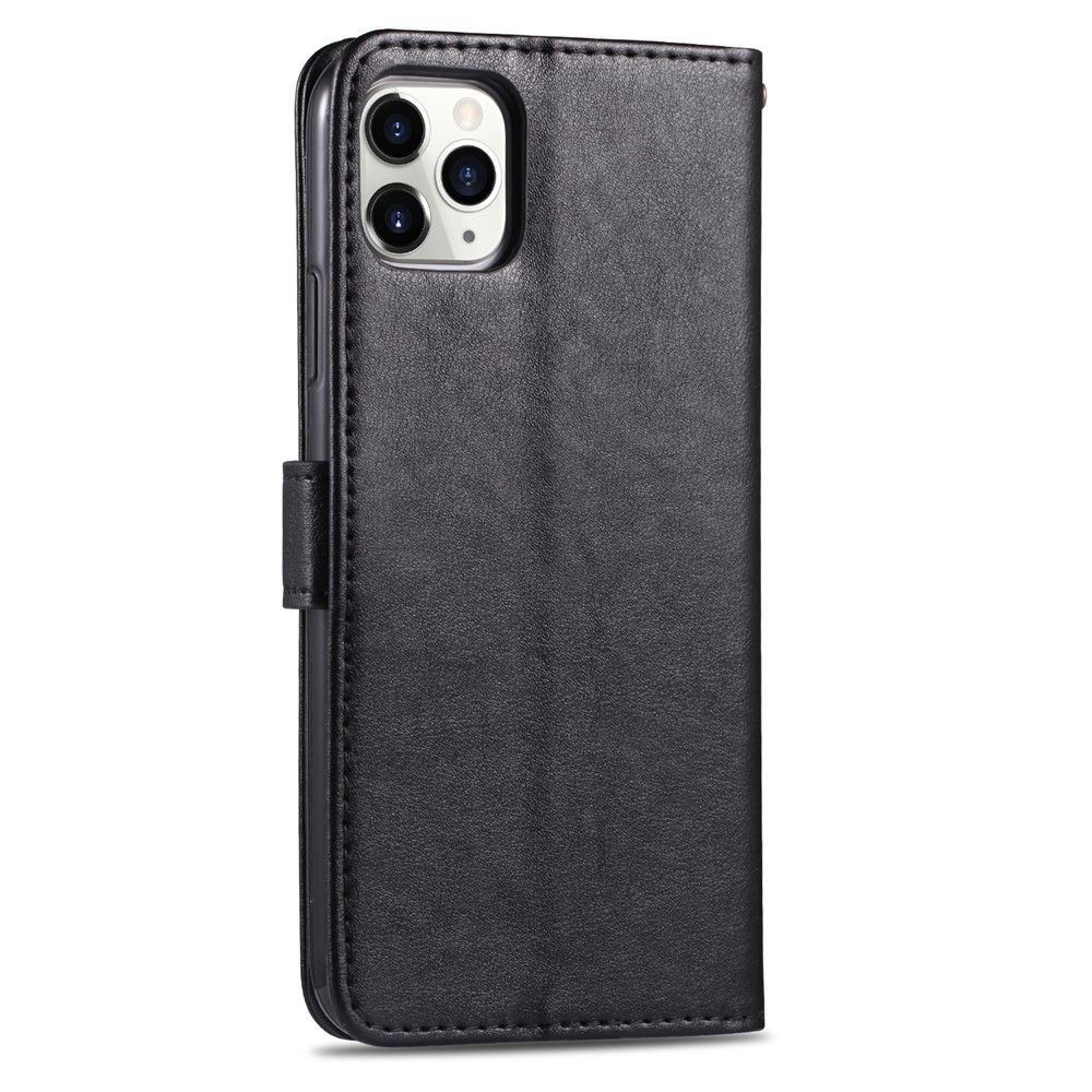 AZNS Leather Wallet Stand Case for iPhone 12 Pro/12 - Black-4