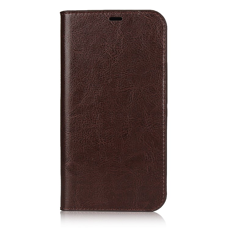 Crazy Horse Genuine Leather Wallet Phone Case for iPhone 12 Pro Max 6.7 inch - Coffee-2