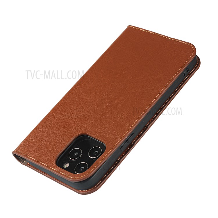 Crazy Horse Genuine Leather Wallet Phone Case for iPhone 12 Pro Max 6.7 inch - Brown-6