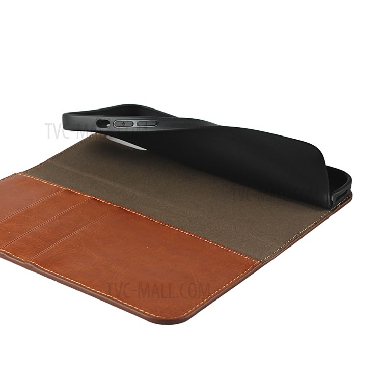 Crazy Horse Genuine Leather Wallet Phone Case for iPhone 12 Pro Max 6.7 inch - Brown-7