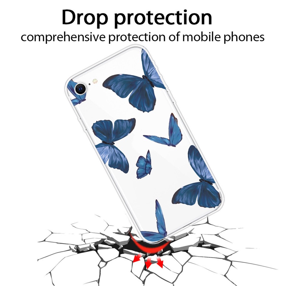 Cute Pattern Printing Soft TPU Protective Case for iPhone SE (2nd Generation)/7/8 - Blue Butterfly-3