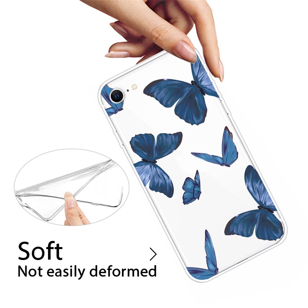Cute Pattern Printing Soft TPU Protective Case for iPhone SE (2nd Generation)/7/8 - Blue Butterfly-4