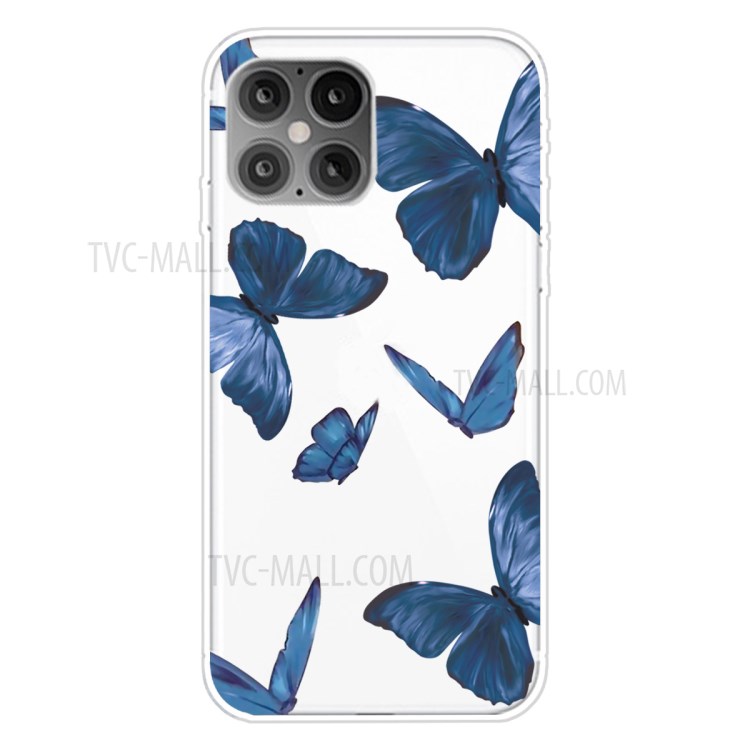 Cute Pattern Printing Soft TPU Phone Cover for iPhone 12 mini - Blue Butterfly-1