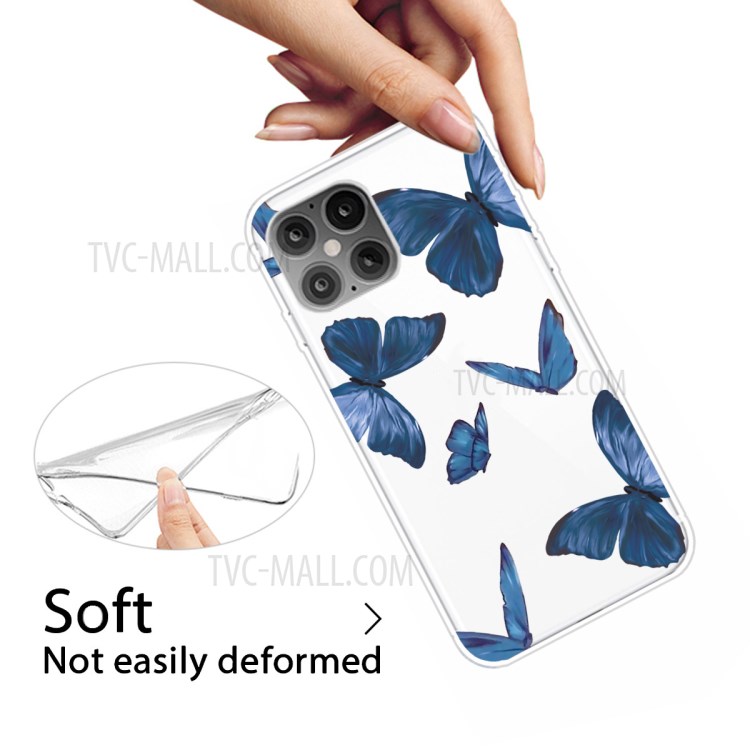 Cute Pattern Printing Soft TPU Phone Cover for iPhone 12 mini - Blue Butterfly-3