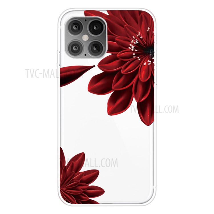 Cute Pattern Printing Soft TPU Phone Cover for iPhone 12 mini - Red Flower-1