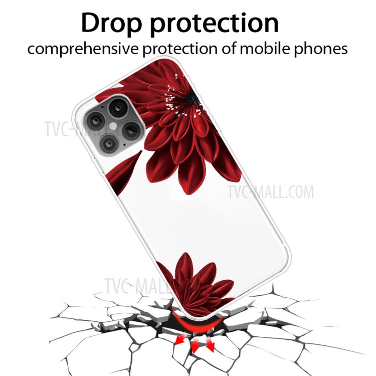 Cute Pattern Printing Soft TPU Phone Cover for iPhone 12 mini - Red Flower-2