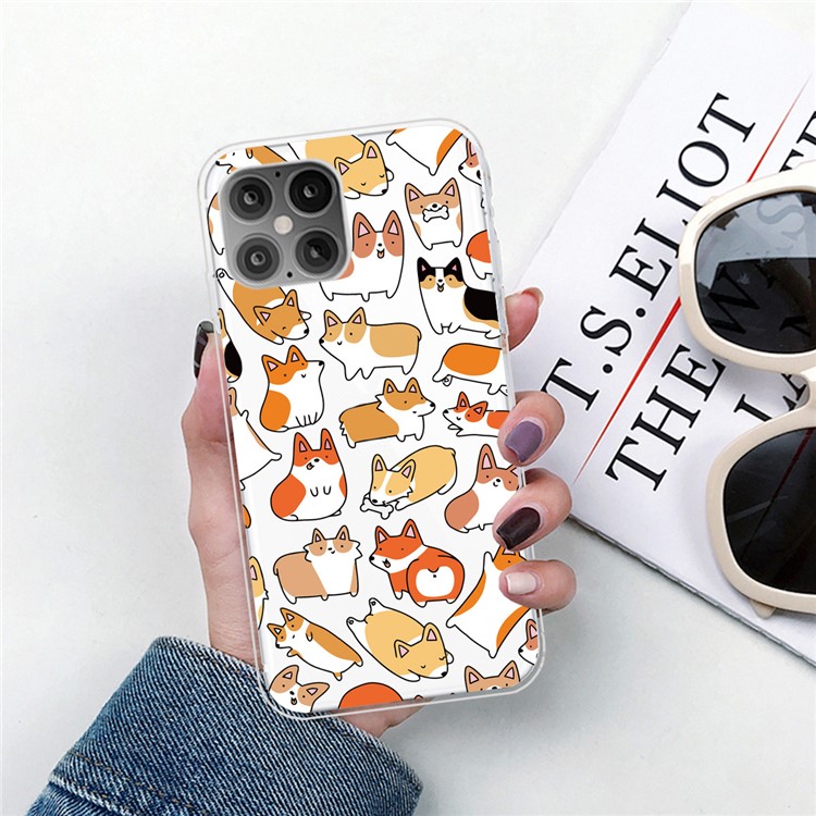 Printing Skin Flexible TPU Protective Cover for iPhone 12 Max/12 Pro 6.1 inch - Dogs-4