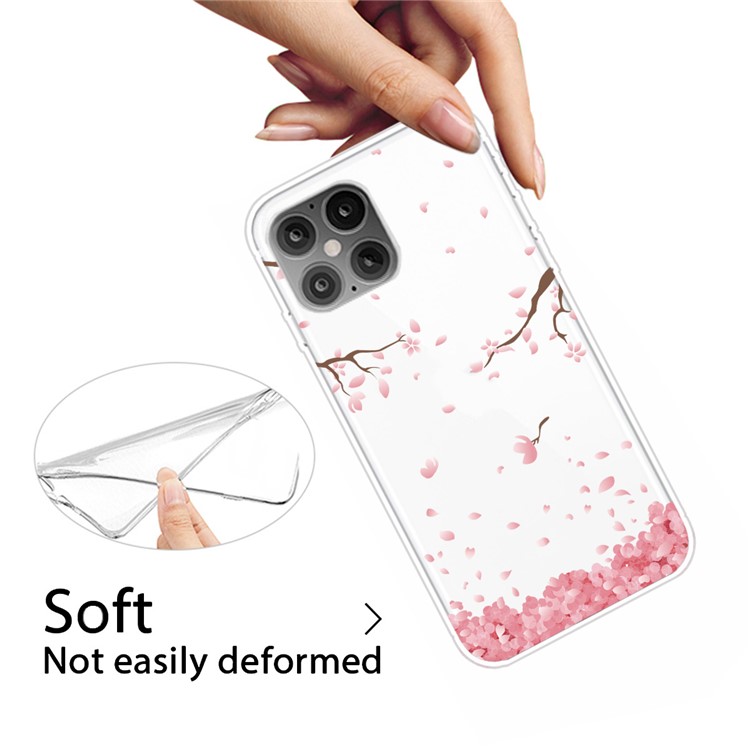 Printing Skin Flexible TPU Protective Cover for iPhone 12 Pro/12 - Petals-3