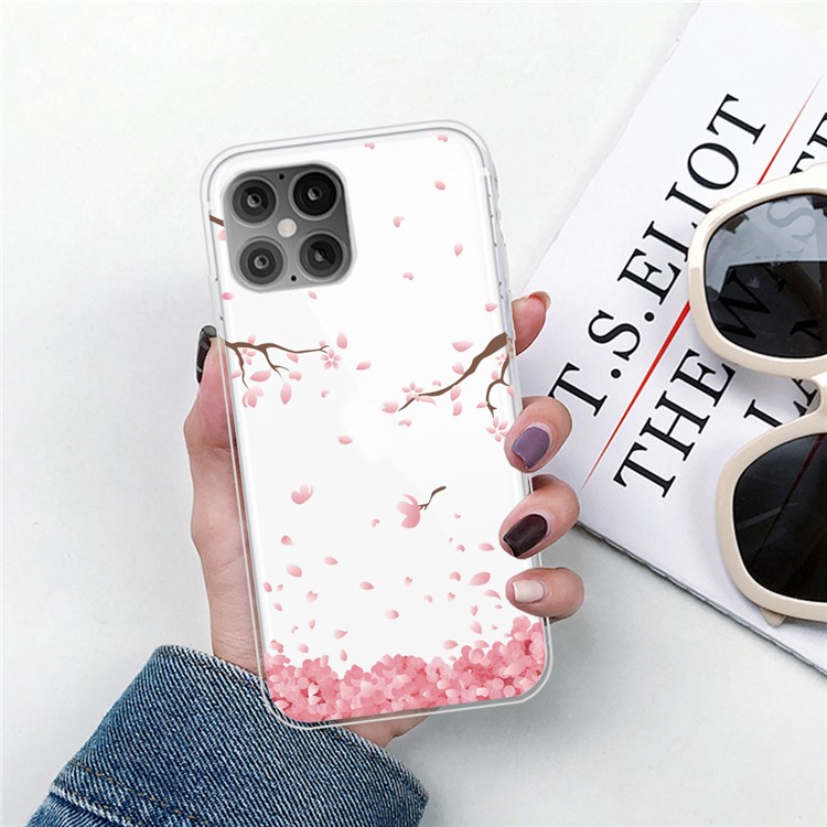 Printing Skin Flexible TPU Protective Cover for iPhone 12 Pro/12 - Petals-4