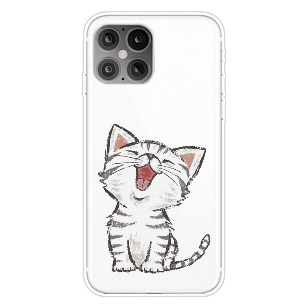 Printing Skin Flexible TPU Protective Cover for iPhone 12 Pro/12 - Cat-1