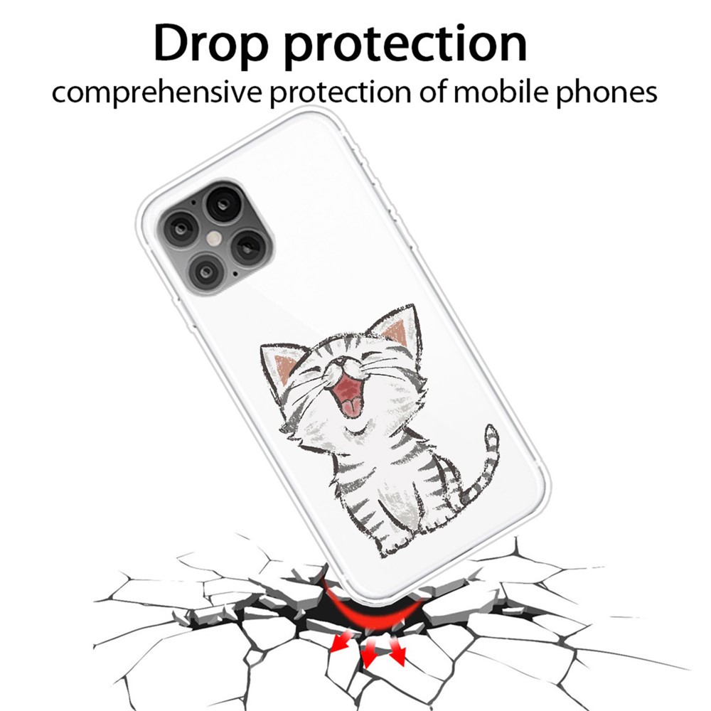 Printing Skin Flexible TPU Protective Cover for iPhone 12 Pro/12 - Cat-2