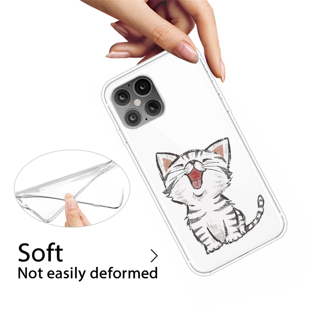 Printing Skin Flexible TPU Protective Cover for iPhone 12 Pro/12 - Cat-3