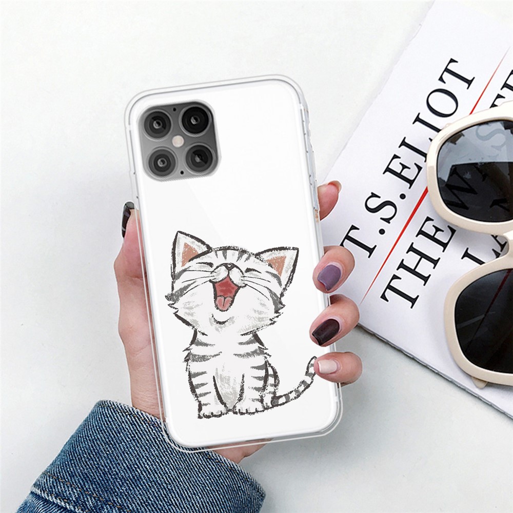 Printing Skin Flexible TPU Protective Cover for iPhone 12 Pro/12 - Cat-4