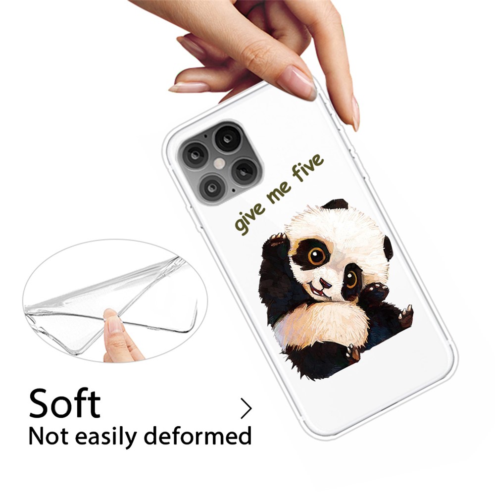 Printing Skin Flexible TPU Protective Cover for iPhone 12 Pro/12 - Lovely Panda-3