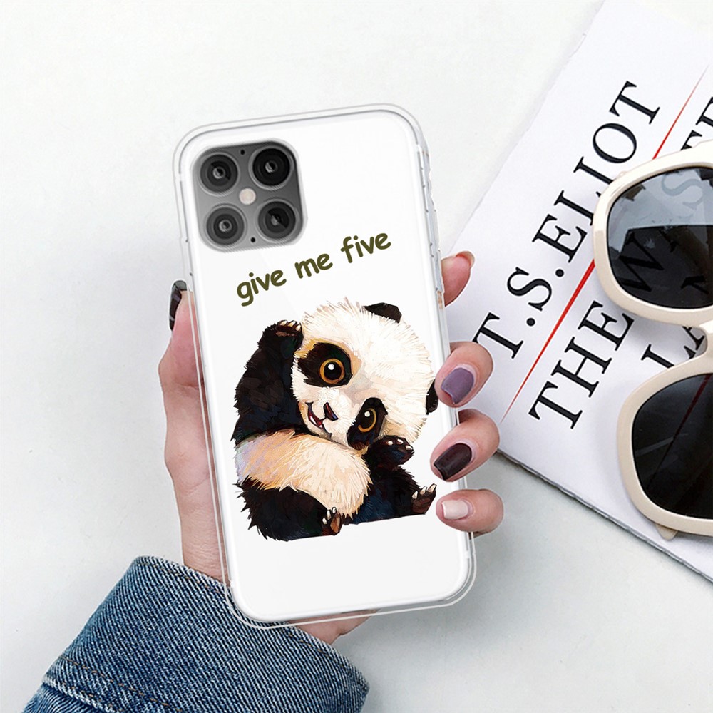 Printing Skin Flexible TPU Protective Cover for iPhone 12 Pro/12 - Lovely Panda-4