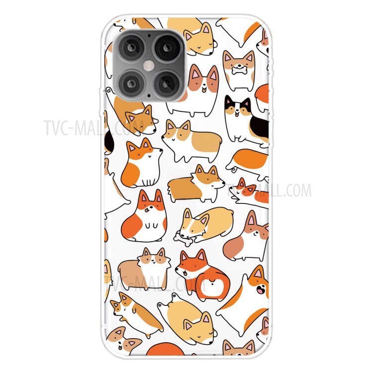 Printing Skin Flexible TPU Protective Cover for iPhone 12 Pro Max 6.7 inch - Dogs-1