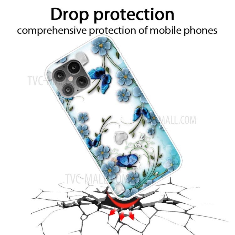 Printing Skin Flexible TPU Protective Cover for iPhone 12 Pro Max 6.7 inch - Flower and Butterfly-2