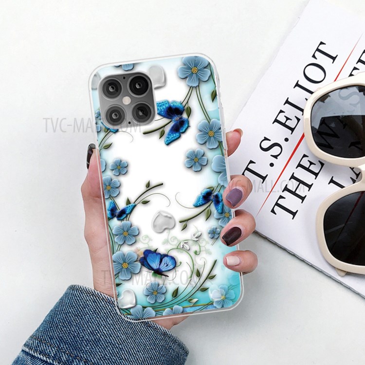 Printing Skin Flexible TPU Protective Cover for iPhone 12 Pro Max 6.7 inch - Flower and Butterfly-4